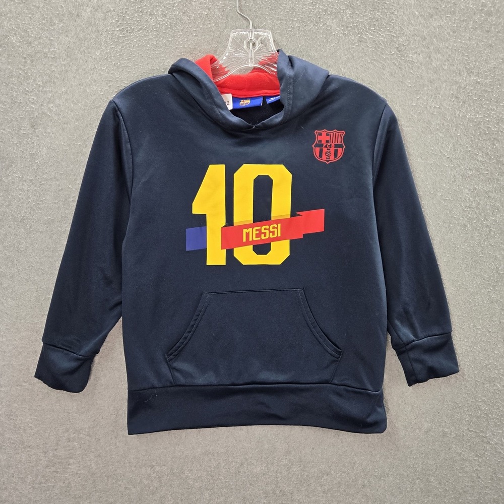 FC Barcelona Boys Hoodie‎ Small Navy Fleece Lionel Messi 10 Activewear Logo